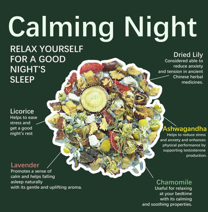 HERBLIGHT Herblight Calming Night Herbal Tea - Sleep Support & Stress Relief | Ashwagandha, Chamomile, Lavender& Licorice| Caffeine Free | pure Natural, No flavors | 2.6oz(75g) | 15 Tea Bags
